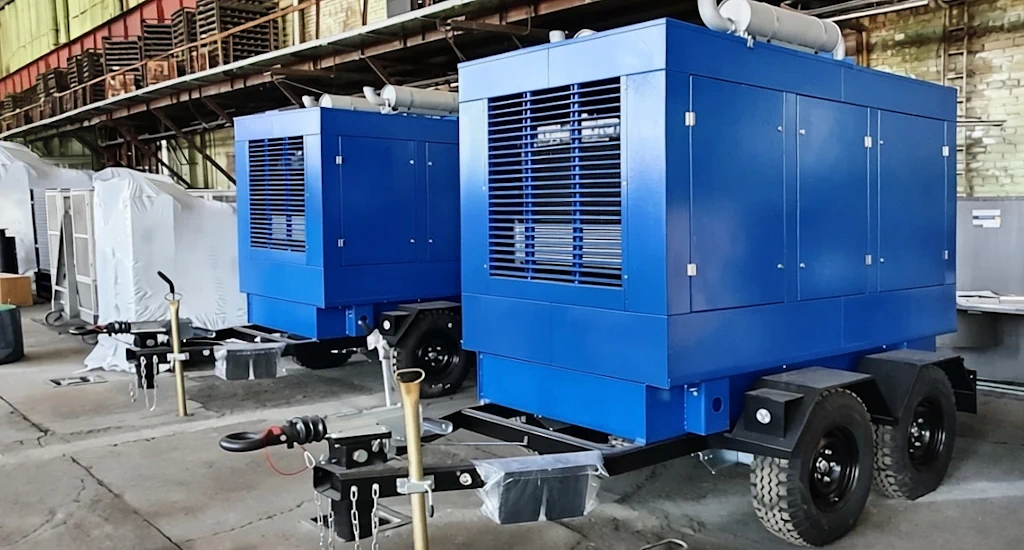 Передвижная электростанция мощность 120 кВт на прицепе под капотом